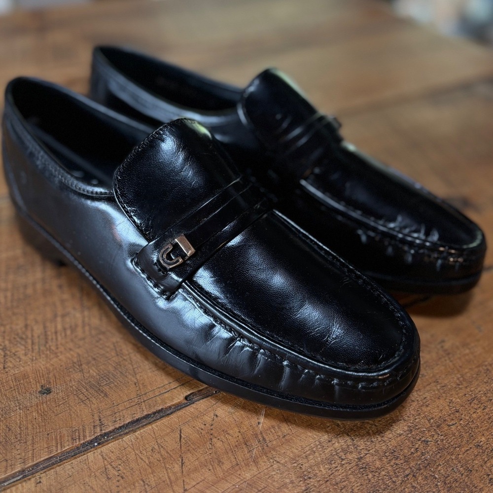 NEW Florsheim Mens Black Leather Milano Slip On Dress Shoe Loafers Size 9D